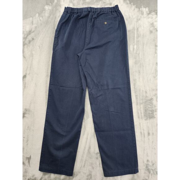 LL Bean High Rise Straight Leg Chino Pants Size 12 Blue Cotton Office Preppy - Picture 2 of 9